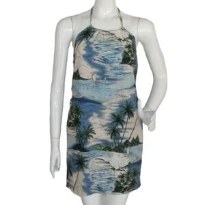 Vintage Mini Dress, XS, Hawaiian Print, Adjustable Halter, No tags
